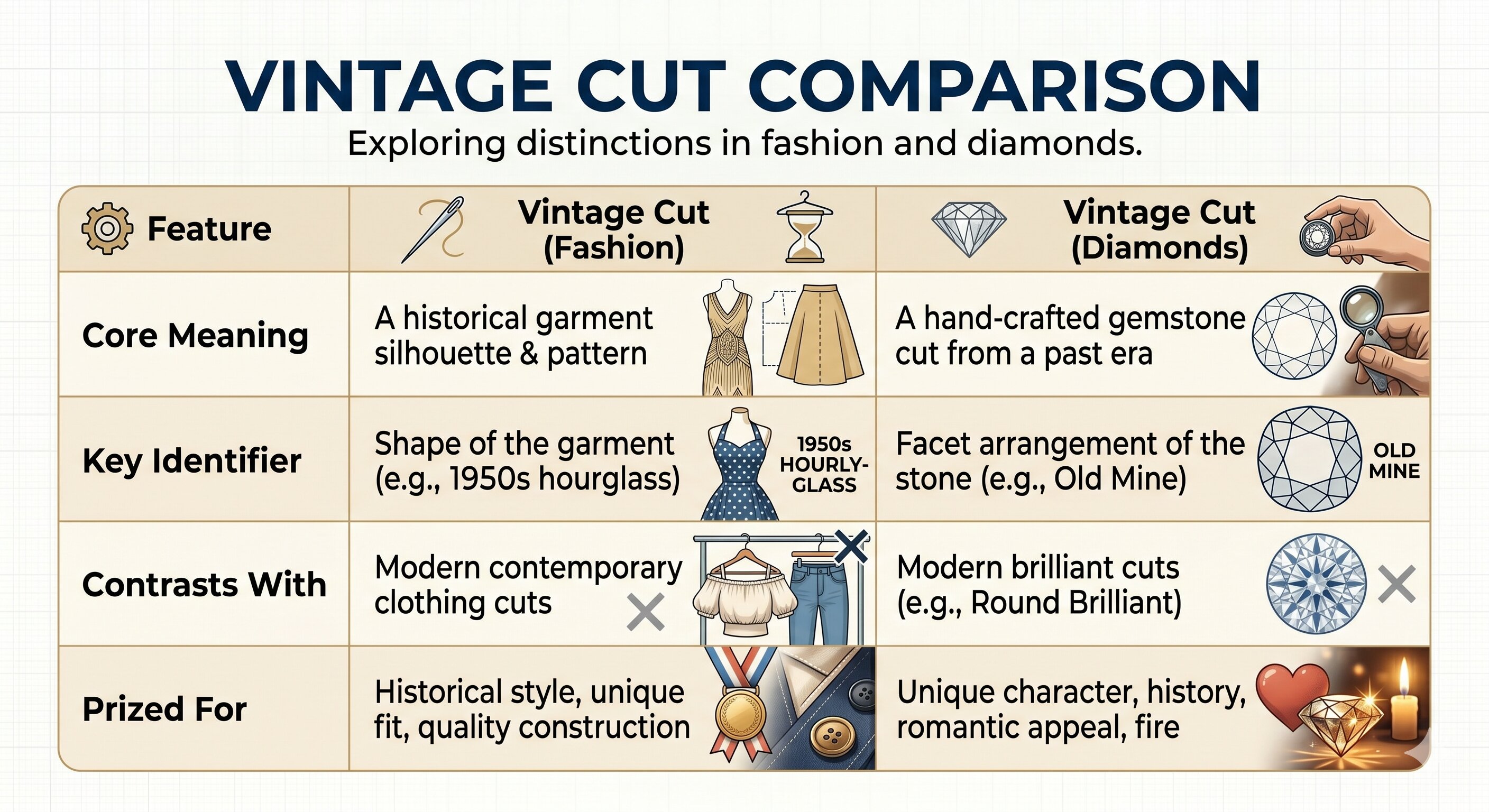 vintage cut comparison